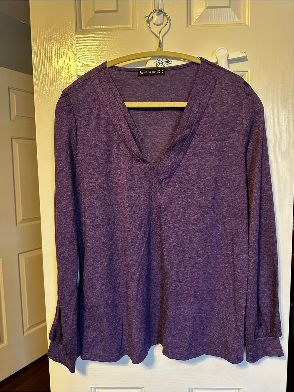 Five Star Heathered Purple V-Neck Long Sleeve Top